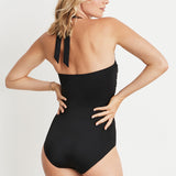 Marilyn Square Neck Ruched One-Piece Swimsuit in Black