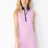 Pink Watercolor Stripe 1/4 Zip Sleeveless Sport Dress