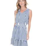Navy Stripe Smocked Waist Dress