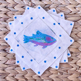 Rainbow Trout Linen Cocktail Napkins