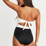 Liz Sweetheart Strapless One-piece Swimsuit in Ivory and Black