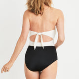 Liz Sweetheart Strapless One-piece Swimsuit in Ivory and Black