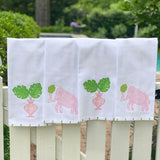 Pink Elephant Linen Cocktail Napkins