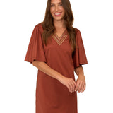 Copper Flutter Sleeve Shift Dress