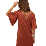 Copper Flutter Sleeve Shift Dress