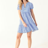 Seaside Embroidered Short Sleeve Tiered Dress