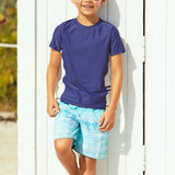 Boys Navy Side Stripe Short Sleeve Rashguard