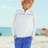 Boys White Sport Zip Top