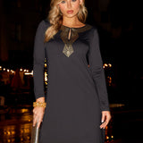 Black/Gold Metallic Keyhole Dress