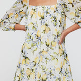 Lina Long Sleeve Cover Up Mini Dress in Lemons