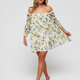 Lina Long Sleeve Cover Up Mini Dress in Lemons
