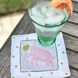 Pink Elephant Linen Cocktail Napkins