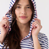 Navy Stripe Hooded Cover Up