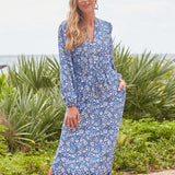 Seaside Floral Button Down Maxi Dress