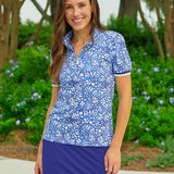 Seaside Floral Short Sleeve Collared 1/4 Zip