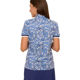 Seaside Floral Short Sleeve Collared 1/4 Zip