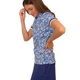 Seaside Floral Short Sleeve Collared 1/4 Zip