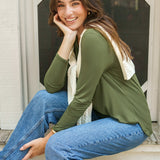 Olive Hi/Lo Bamboo Long Sleeve Top