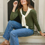 Olive Hi/Lo Bamboo Long Sleeve Top