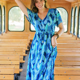 Blue Myers Tie Waist Midi Dress