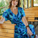 Blue Myers Tie Waist Midi Dress