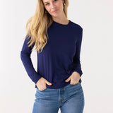 Navy Bamboo Long Sleeve Top