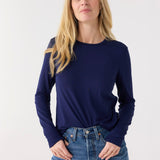 Navy Bamboo Long Sleeve Top