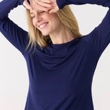 Navy Bamboo Long Sleeve Top