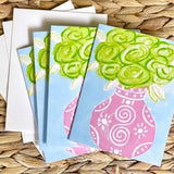 Lime Green Roses Chinoiserie Notecard Set
