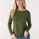 Olive Hi/Lo Bamboo Long Sleeve Top