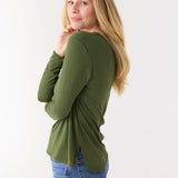 Olive Hi/Lo Bamboo Long Sleeve Top