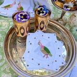 Colorful Quail Linen Cocktail Napkins