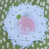 Pink Elephant Linen Cocktail Napkins