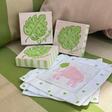 Pink Elephant Linen Cocktail Napkins