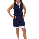Britt Sleeveless Top - Navy/White
