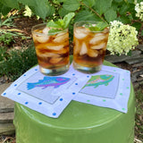 Rainbow Trout Linen Cocktail Napkins