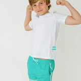 Boys Aqua Colorblock Swim Trunk