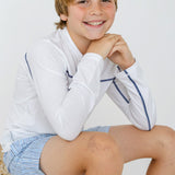 Boys White Sport Zip Top