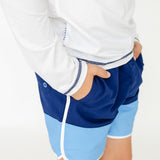 Boys Blue Colorblock Swim Trunk