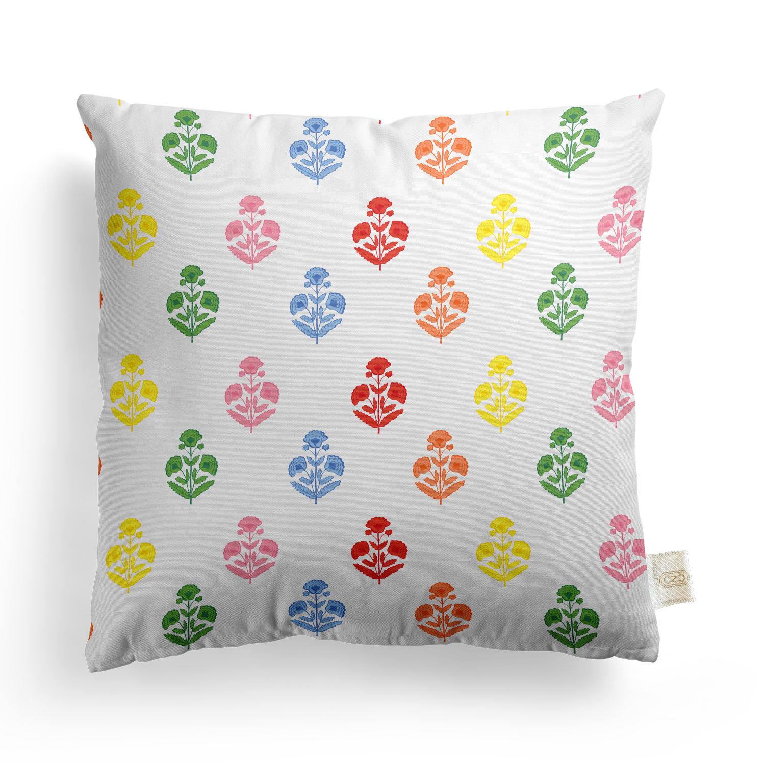 Block Print Floral Pillow Cover | Featuring Preppy Colorway