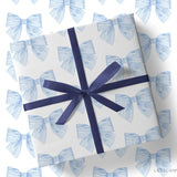 Blue Striped Bows Gift Wrap