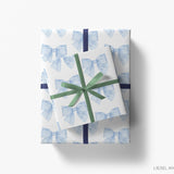 Blue Striped Bows Gift Wrap