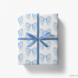 Blue Striped Bows Gift Wrap