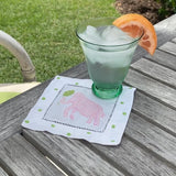 Pink Elephant Linen Cocktail Napkins