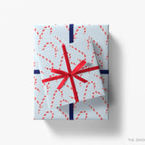 Candy Cane Light Blue Christmas Gift Wrap