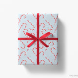 Candy Cane Light Blue Christmas Gift Wrap