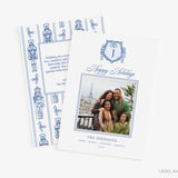 Christmas Crest Blue and White Holiday Photo Card
