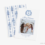 Christmas Crest Blue and White Holiday Photo Card