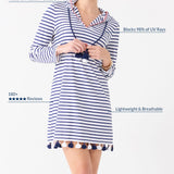 Navy Stripe Hooded Cover Up