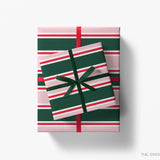 Green, Blush and Red Stripe Christmas Gift Wrap